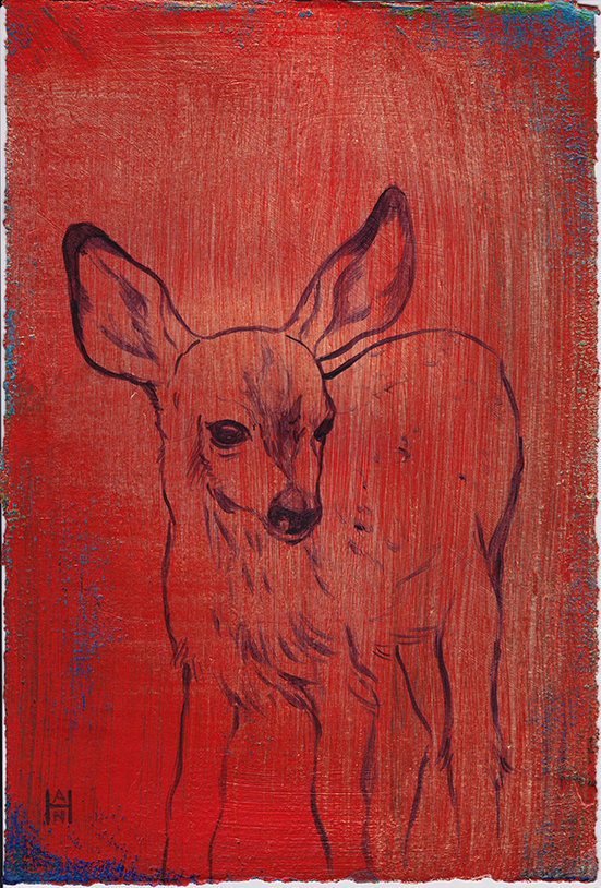 Fawn, acrylic on paper, 8" x 12"