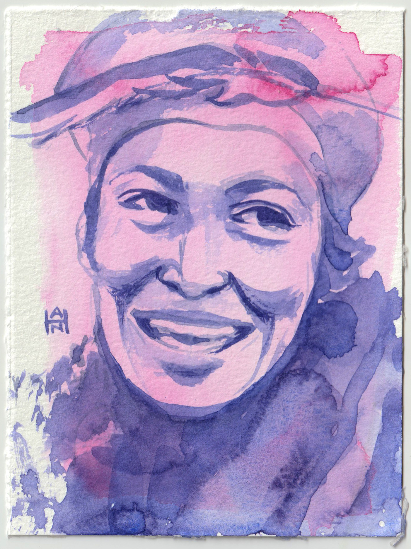 "Hurston", watercolor on paper, 4.5" x 6"