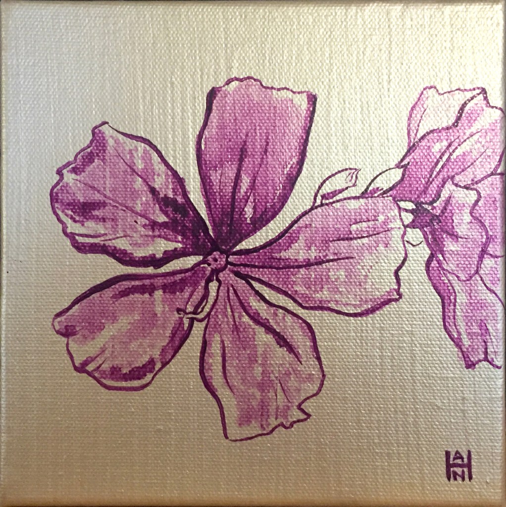 Purple Passion 1, acrylic on canvas, 6" x 6", $75